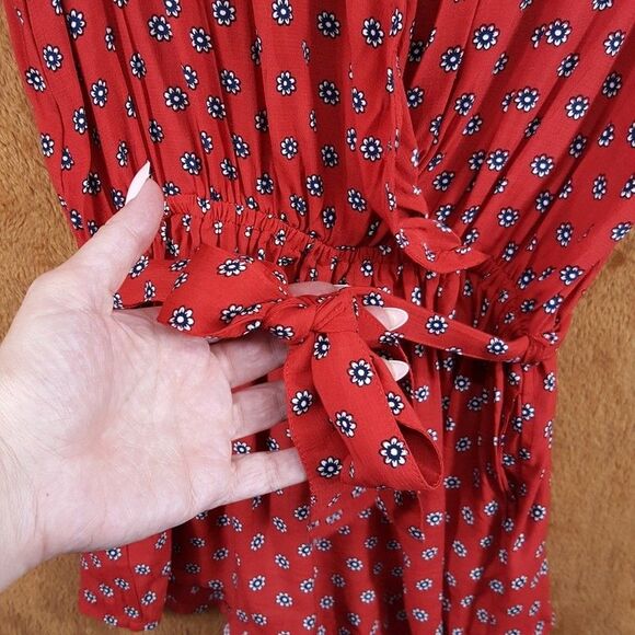 FAITHFULL THE BRAND Romper Womens Size 2 Red Floral Playsuit Belted Flowy CUSCO - Picture 5 of 10